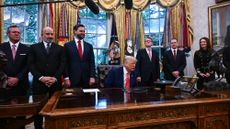 President Donald Trump discusses trade agreement with the U.K.