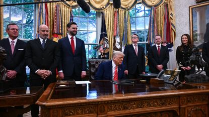 President Donald Trump discusses trade agreement with the U.K.