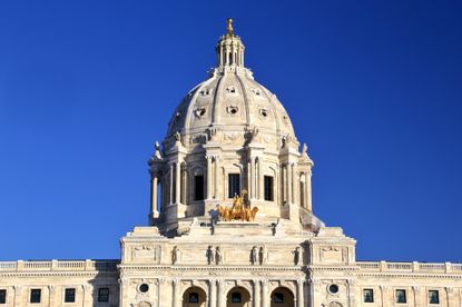 Minnesota capital building with a blue sky in the background