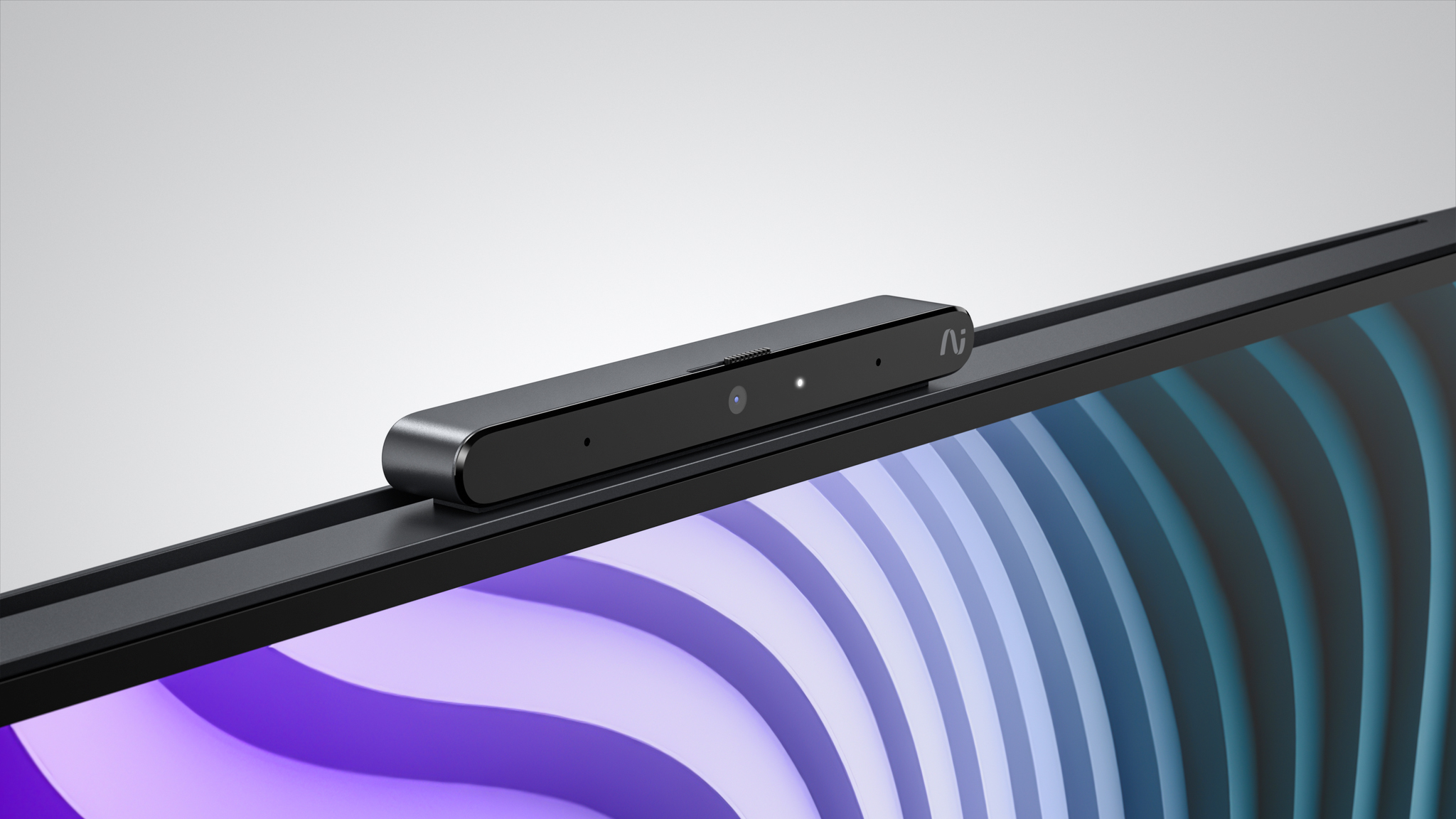 A closeup of the HP OmniStudio X 27-inch All-in-One Desktop webcam.