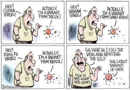 Editorial Cartoon U.S. china hate virus variant