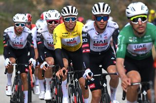 TAVIRA PORTUGAL FEBRUARY 21 Jan Christen of Switzerland and UAE Team Emirates XRG Yellow Leader Jersey competes during to the 51st Volta ao Algarve em Bicicleta Stage 3 a 1835km stage from Vila Real Santo Antonio to Tavira on February 21 2025 in Tavira Portugal Photo by Tim de WaeleGetty Images