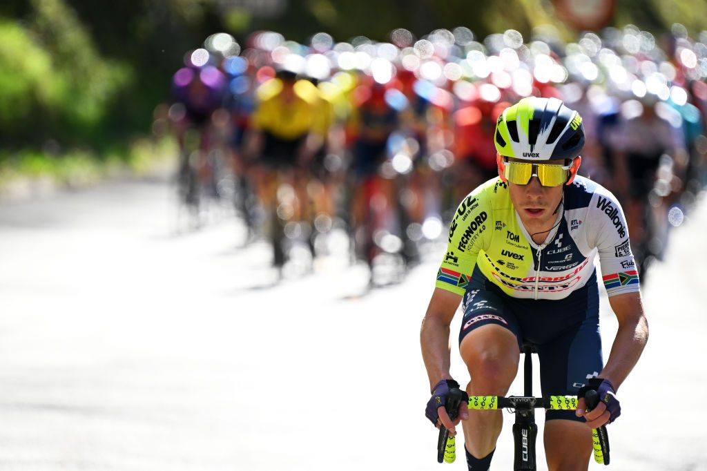 ALTSASU SPAIN APRIL 03 Louis Meintjes of South Africa and Team Intermarche Wanty competes in the breakaway during the 63rd Itzulia Basque Country 2024 Stage 3 a 1909km stage from Ezpeleta to Altsasu 526m UCIWT on April 03 2024 in Altsasu Spain Photo by Tim de WaeleGetty Images