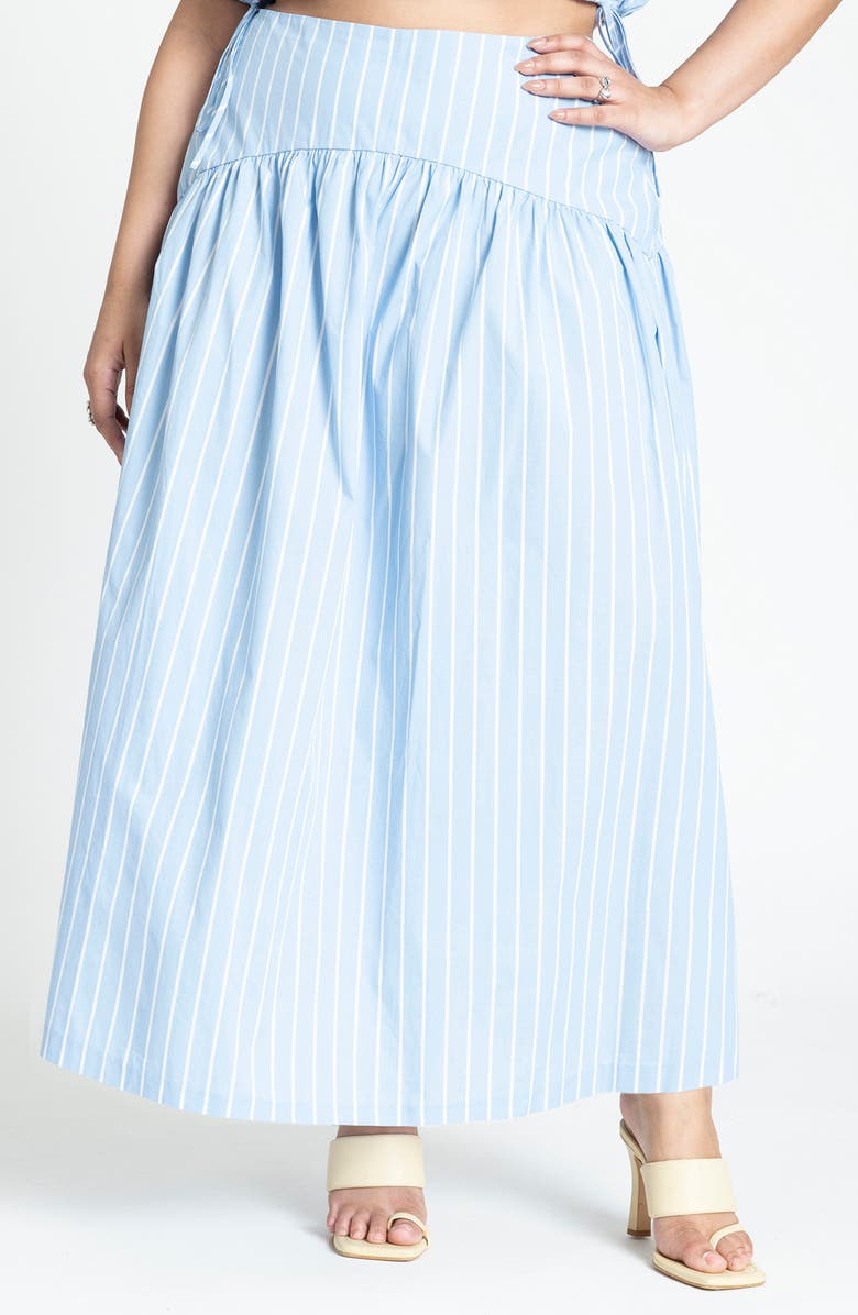 Stripe Cotton Poplin Maxi Skirt