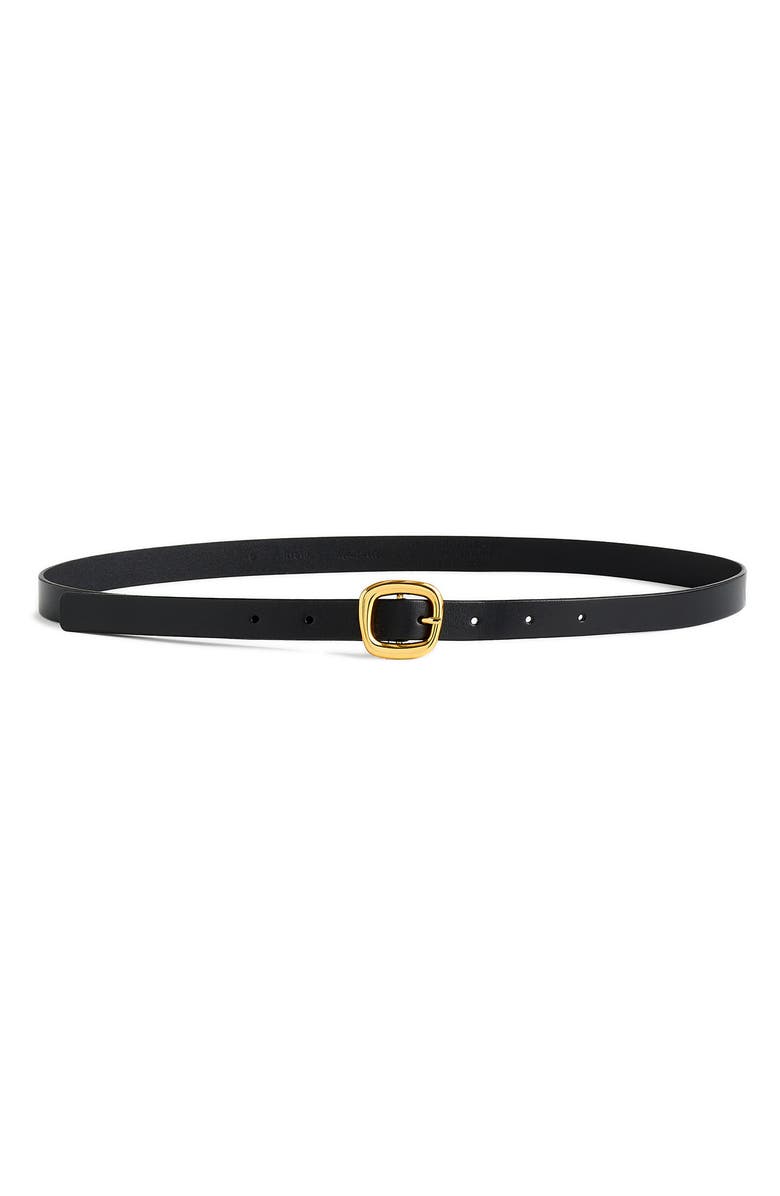 Puffy Buckle Skinny Leather Belt