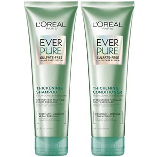 L'oreal Paris Thickening Sulfate Free Shampoo and Conditioner, Thickens + Strengthens Thin, Fragile Hair, Everpure, 1 Hair Care Kit