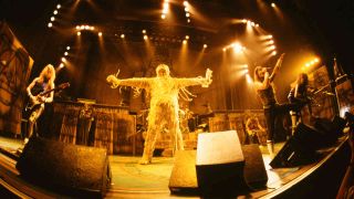 Iron Maiden onstage on the world Slavery Tour