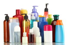 A group of lotions, creams, and other personal products.