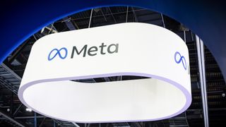 Meta exhibition stand with the logo of the technology company.