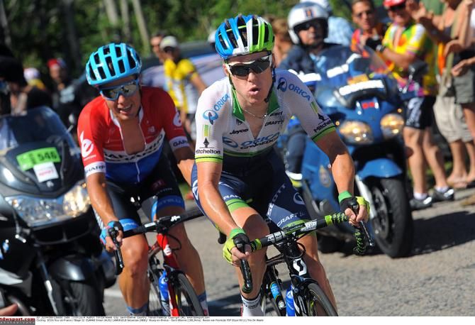 Breakaway riders Simon Clarke and Sebastian Langeveld