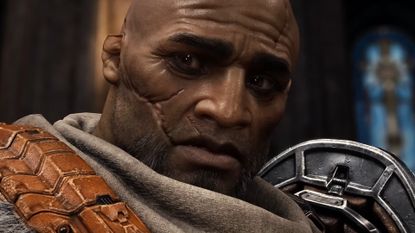 Doom: The Dark Ages character wincing 