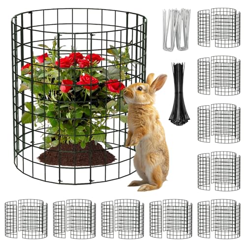 Zeazea Round Plant Protector From Animals,12'' X 12'' Metal Wire Mesh Garden Plant Cages for Outdoor Gardening Supplies, Garden Protection Rabbits Chickens Ducks for Vegetables, Flowers, Shrubs (10)
