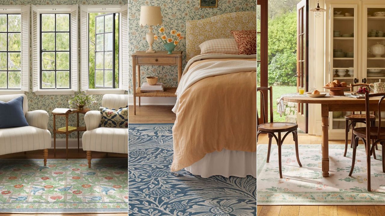 A selection of rugs from Ruggable&#039;s new collaboration with Morris &amp; Co.