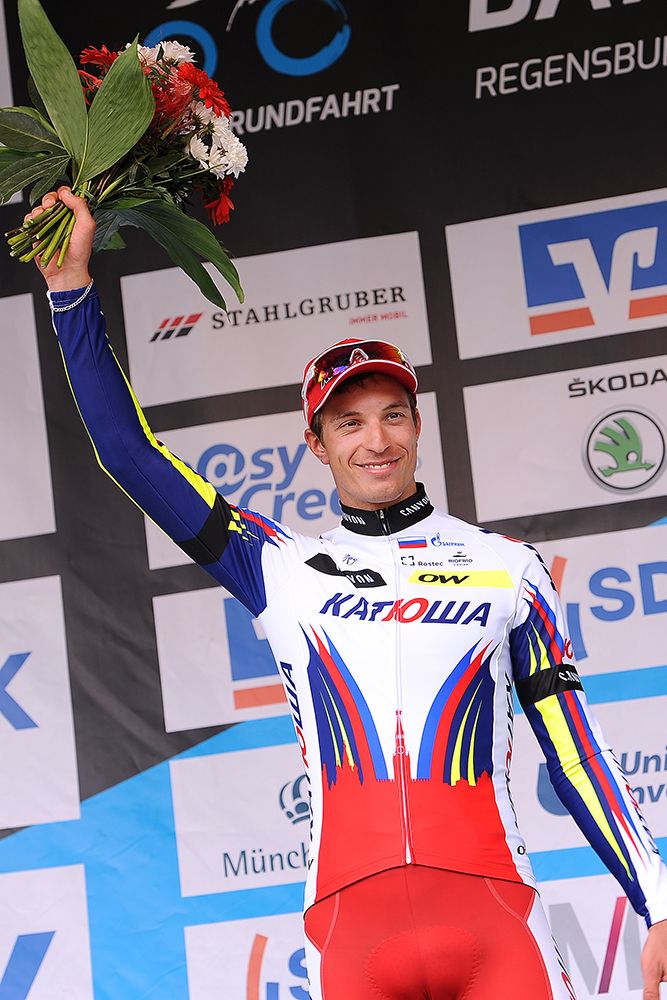 Rudiger Selig (Team Katusha) celebrates his second place