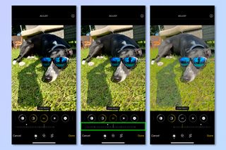 Screenshots showing how to edit photos on iPhone