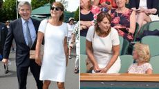 Two photos of Carole Middleton at Wimbledon, 2017