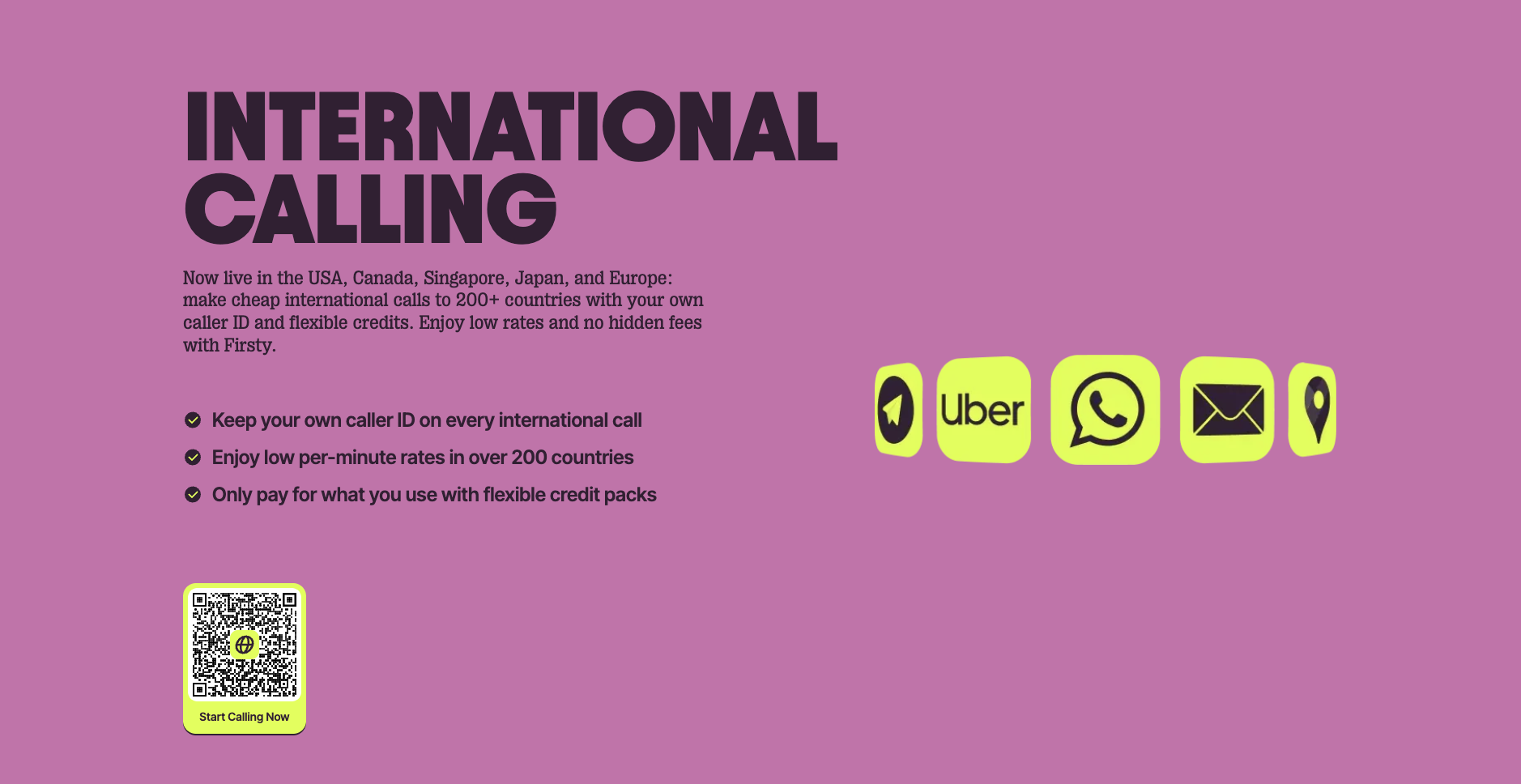 Firsty international calling banner