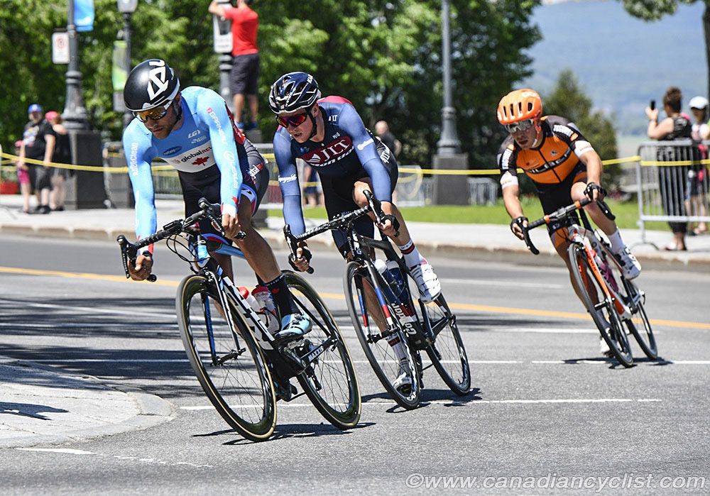 Early break with James Piccoli, Danick Vandale (Silber Pro Cycling) and Thomas Stewart (JLT Condor)
