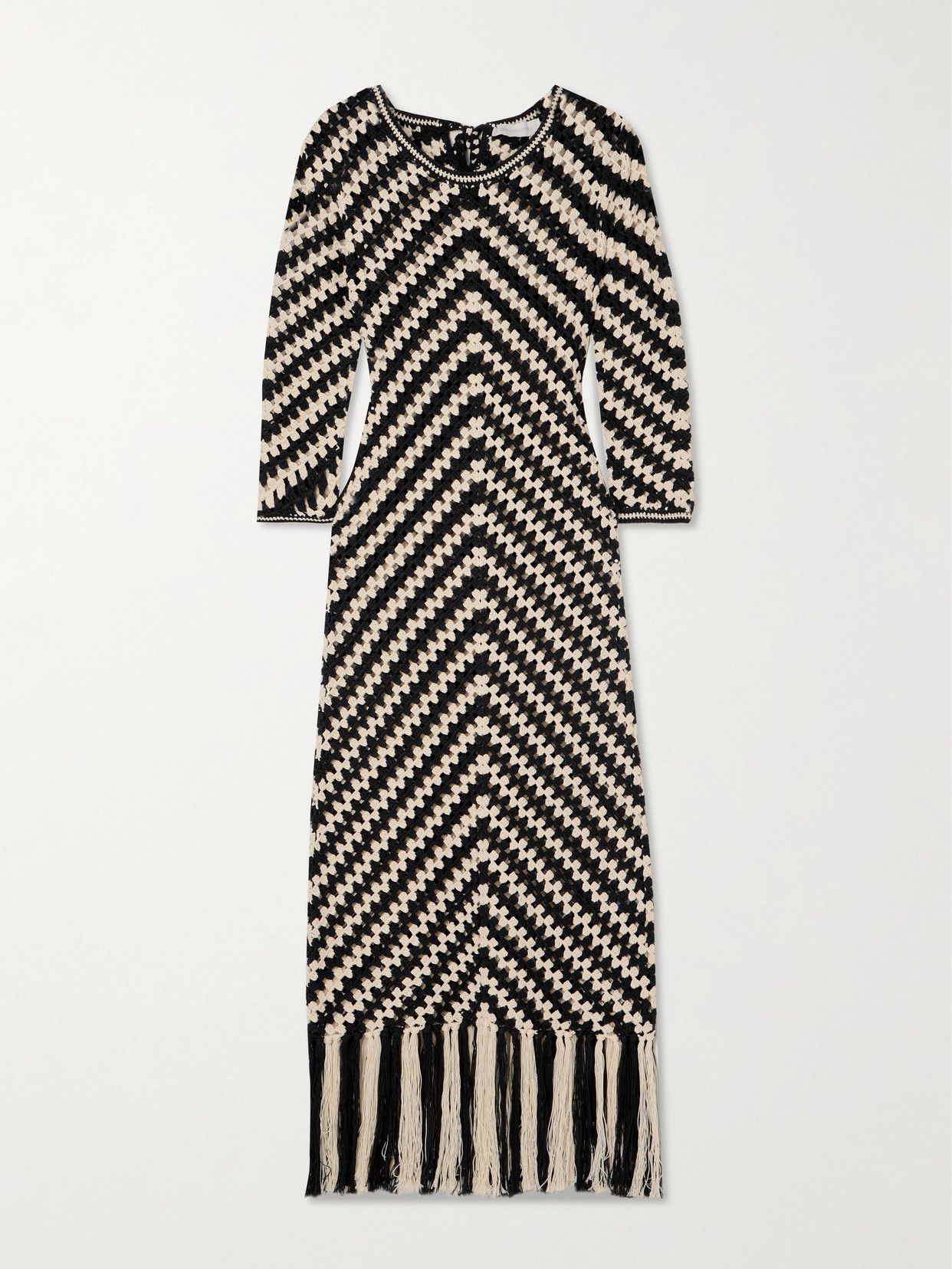 Halliday Fringed Crocheted Cotton Midi Dress