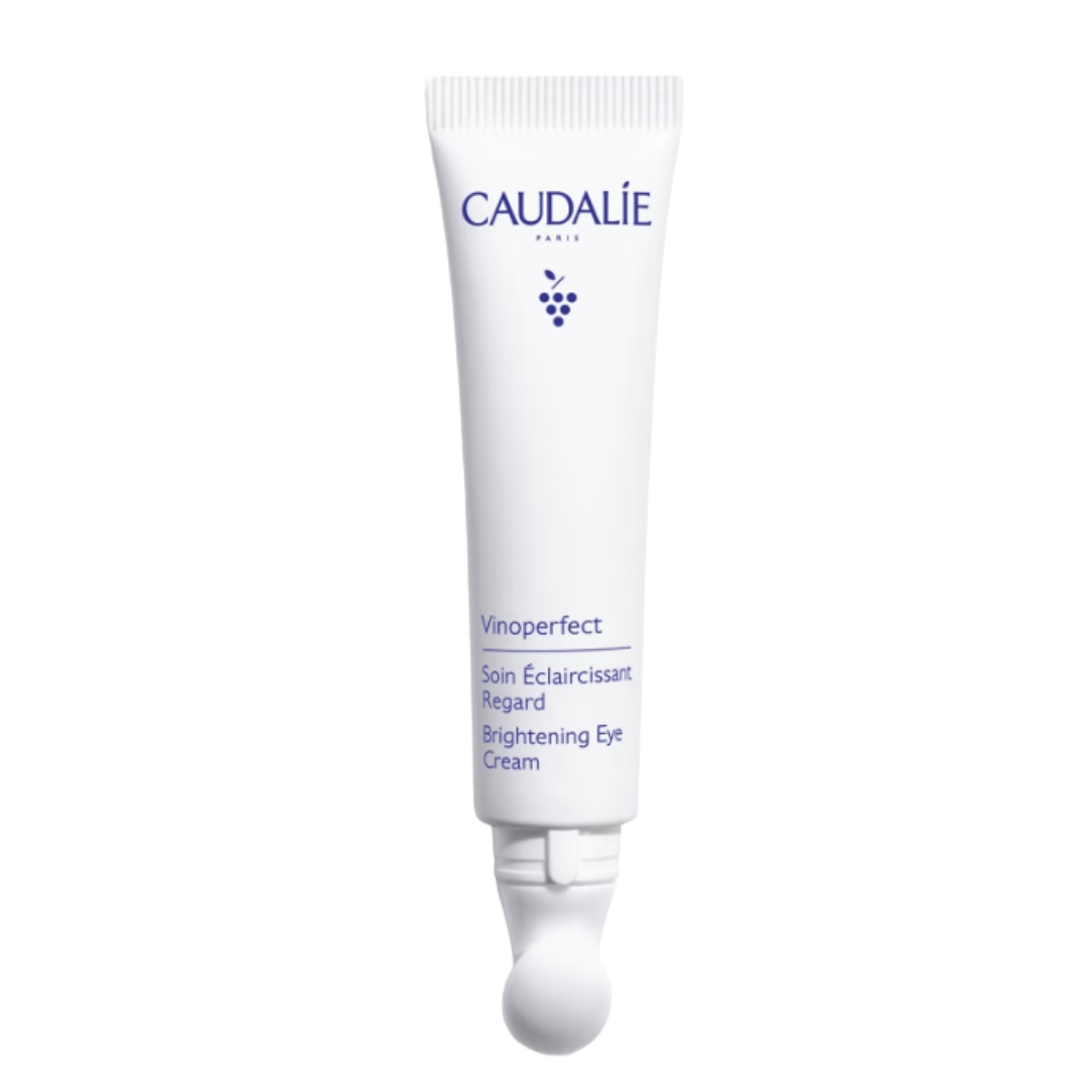 A product shot of the Caudalie Vinoperfect Brightening Eye Cream, on a white background