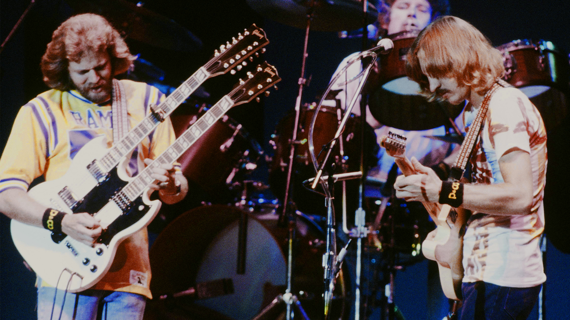 Eagles Don Felder, Don Henley and Joe Walsh live at Nippon Budokan, Tokyo, September 17, 1979.