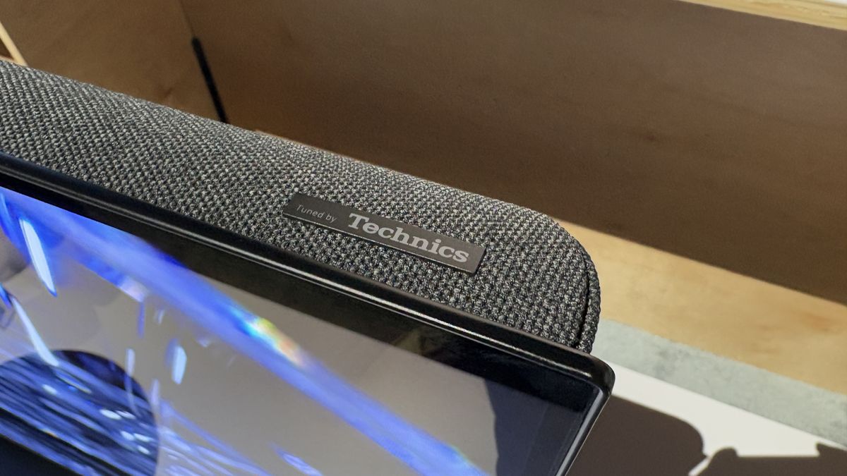 Panasonic Z95B on the CES show floor sitting on a white display stand