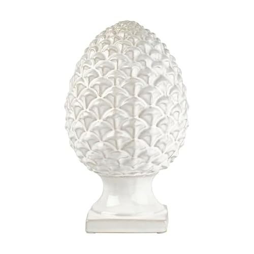 Elements 6.54x6.54x10.94 Inch White Ceramic Pinecone Figurine Durable Design for Everyday Use in Home Kitchen Dining and Entertaining Settings