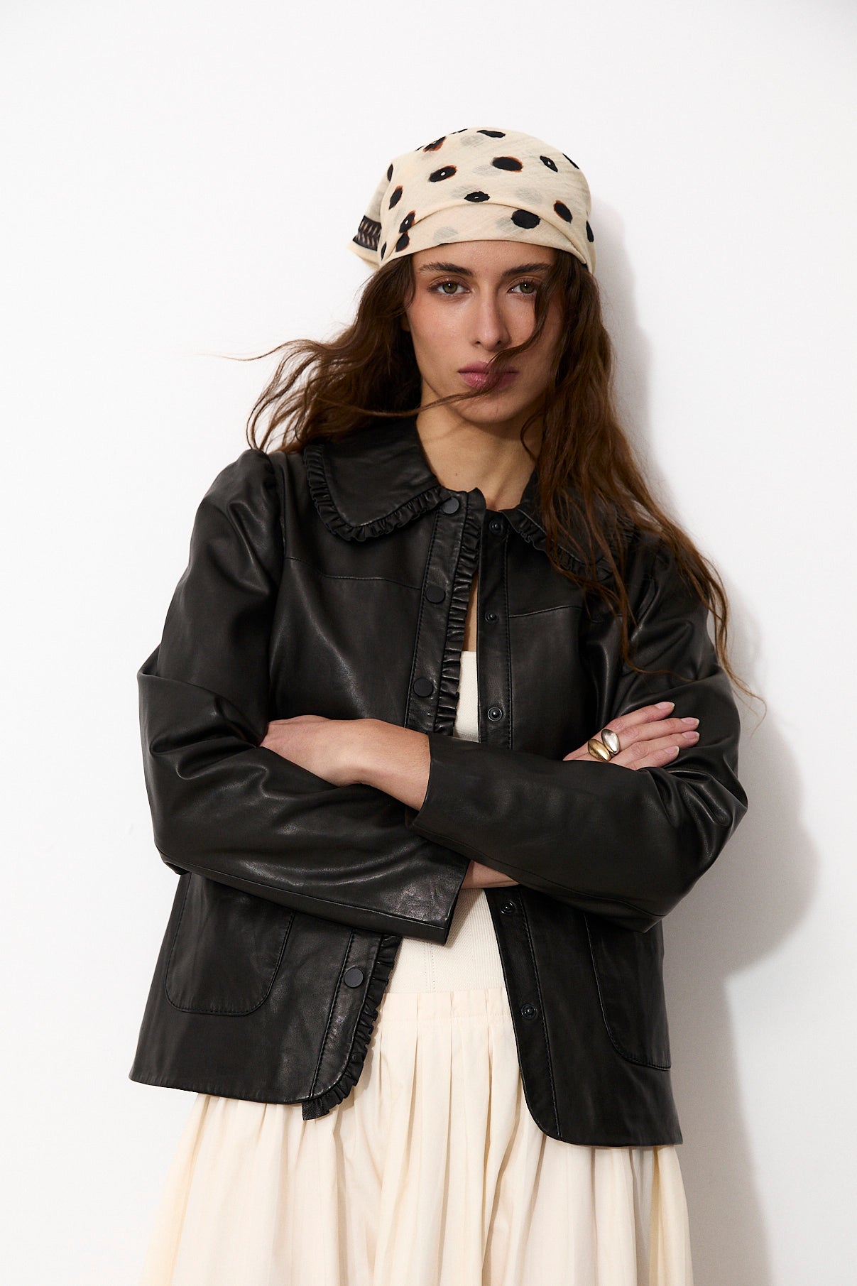 Water Dots | Black and White Scarf - Black / U