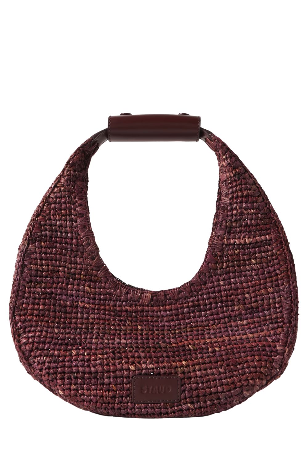 Staud Moon leather-trimmed raffia tote