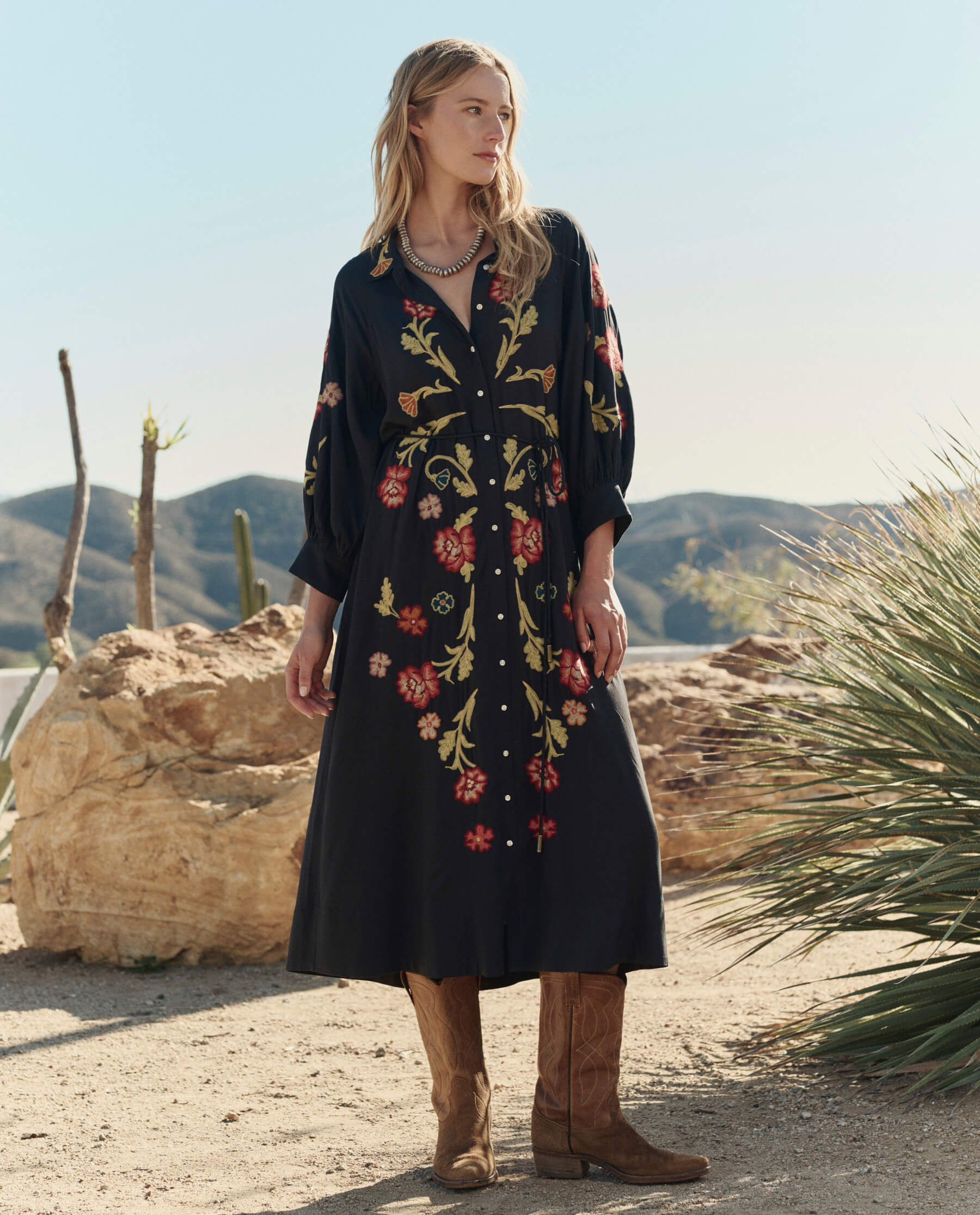 The Embroidered Herd Dress. -- Black - Black / 0 / D1089013