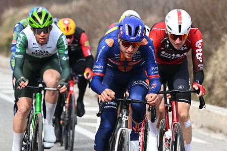 Mattia Gaffuri of Italy and Team Picnic PostNL and Liam Slock of Belgium and Team Lotto Intermarche compete in the breakaway during stage 4 of Tirreno-Adriatico