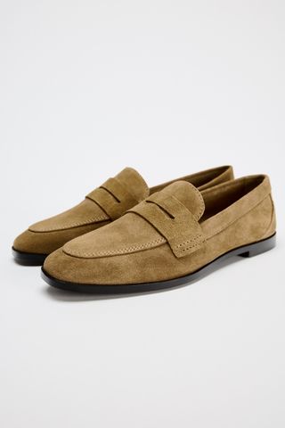 ZARA Suede Penny Loafers