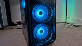 Acer Predator Orion 7000's frontal fans coloured blue with RGB lights