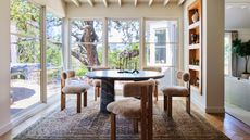 dining room round table and glass walls