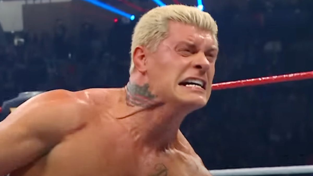 Cody Rhodes getting fired up after hitting a Cody Cutter on Kevin Owens