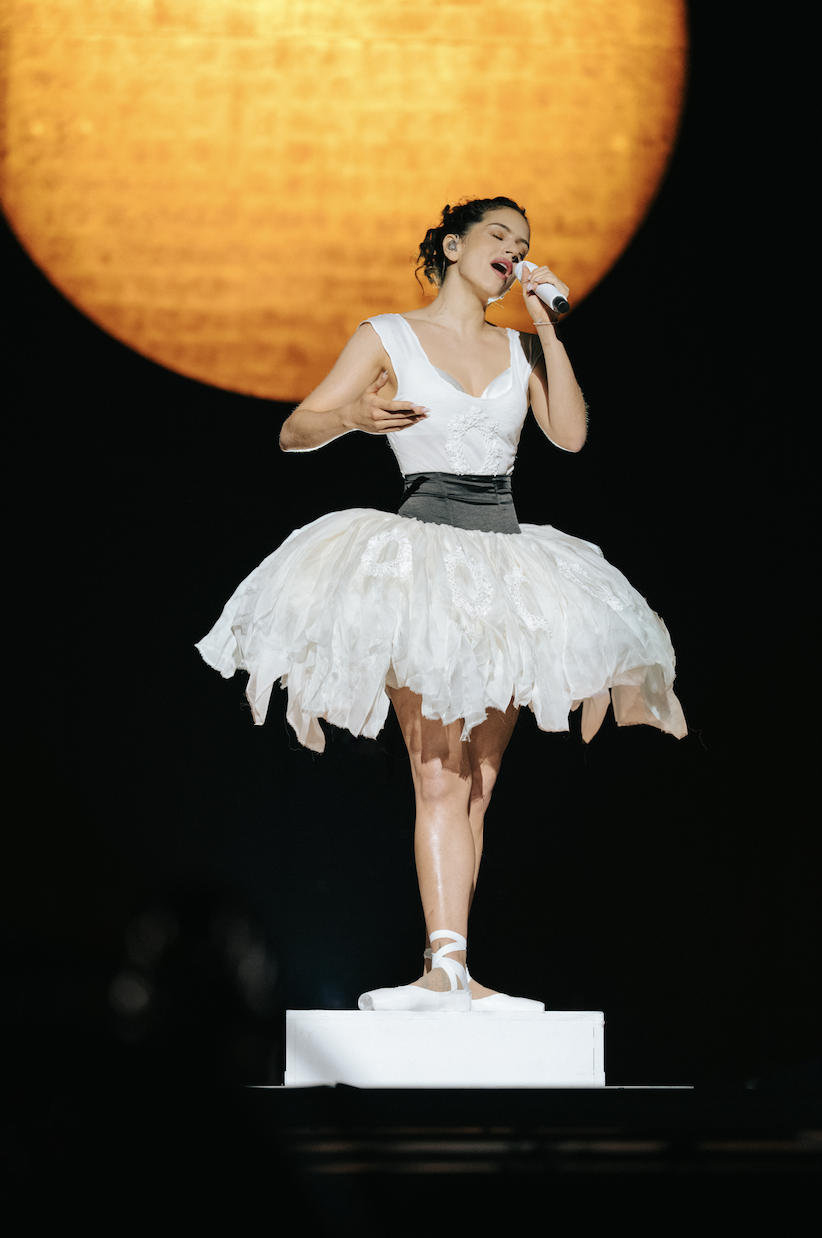 Rosalia wore a custom Dior tutu on her tour in boston