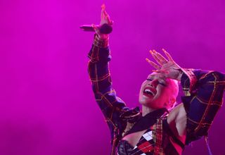 Gwen Stefani of No Doubt performs at Coachella on Saturday, April 13, 2024.