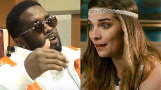 Diddy and Alexis from Schitt's Creek split image