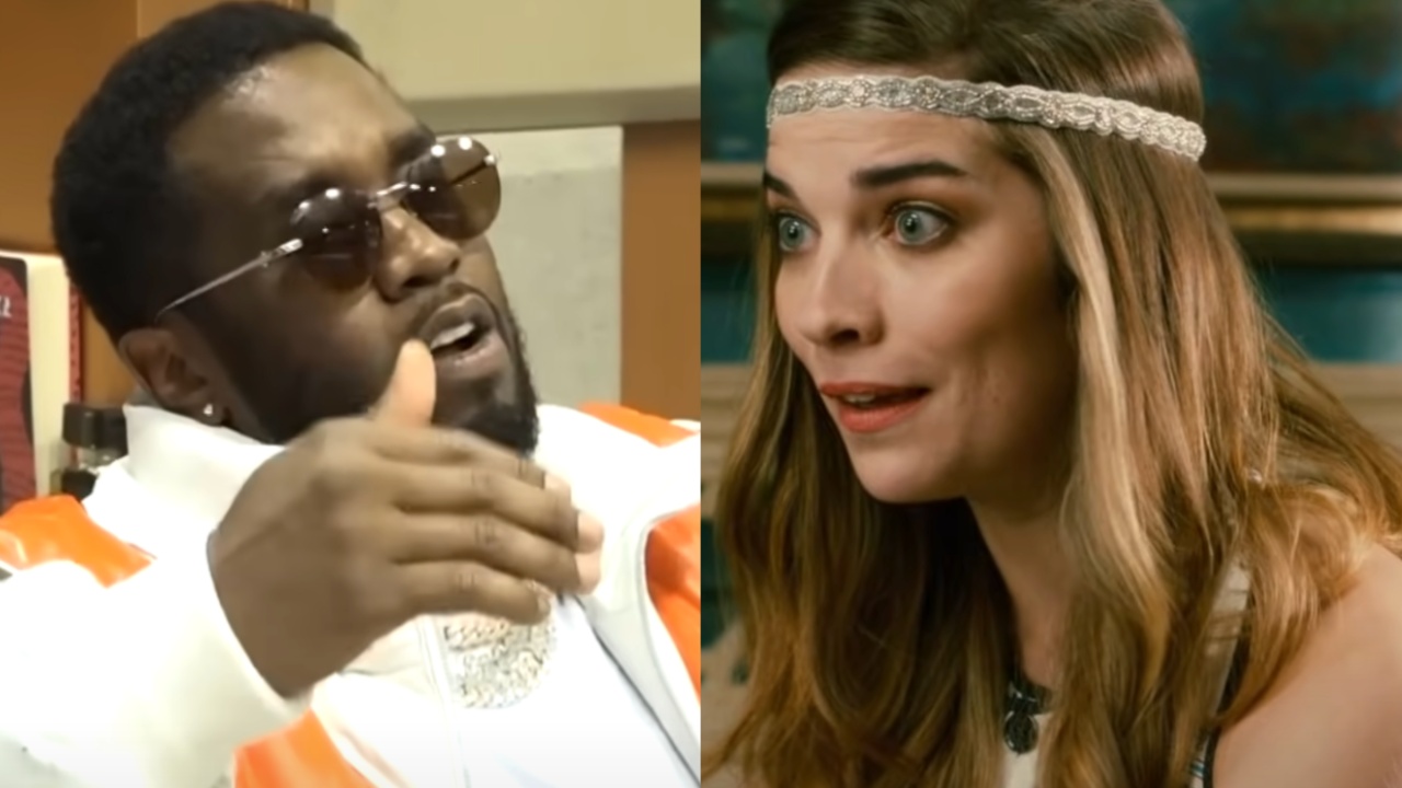 Diddy and Alexis from Schitt&#039;s Creek split image
