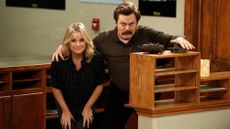 Amy Poehler as Leslie Knope and Nick Offerman as Ron Swanson in 'Parks and Recreation'