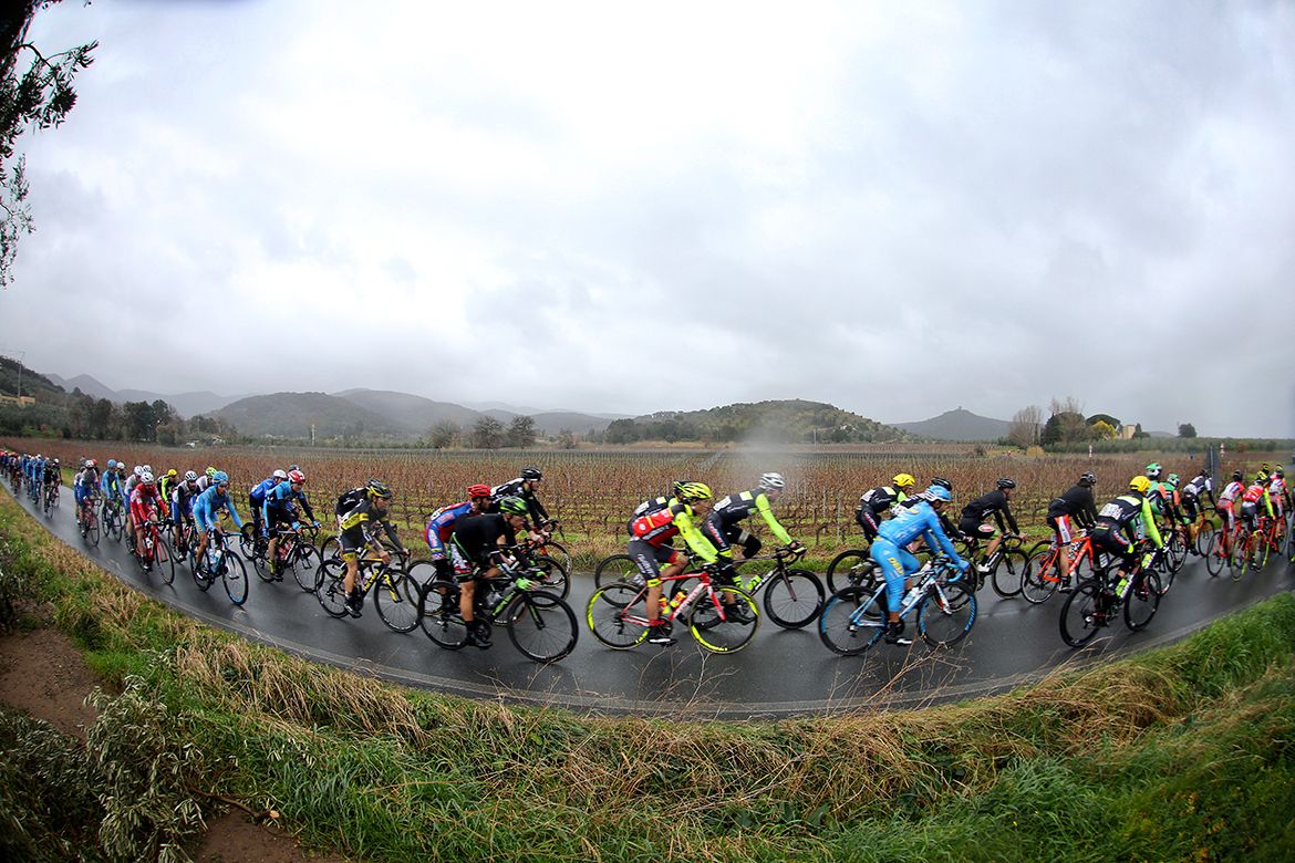 Rainy conditions in Italy's scenic Livorno region as riders take on the G.P. Costa degli Etruschi
