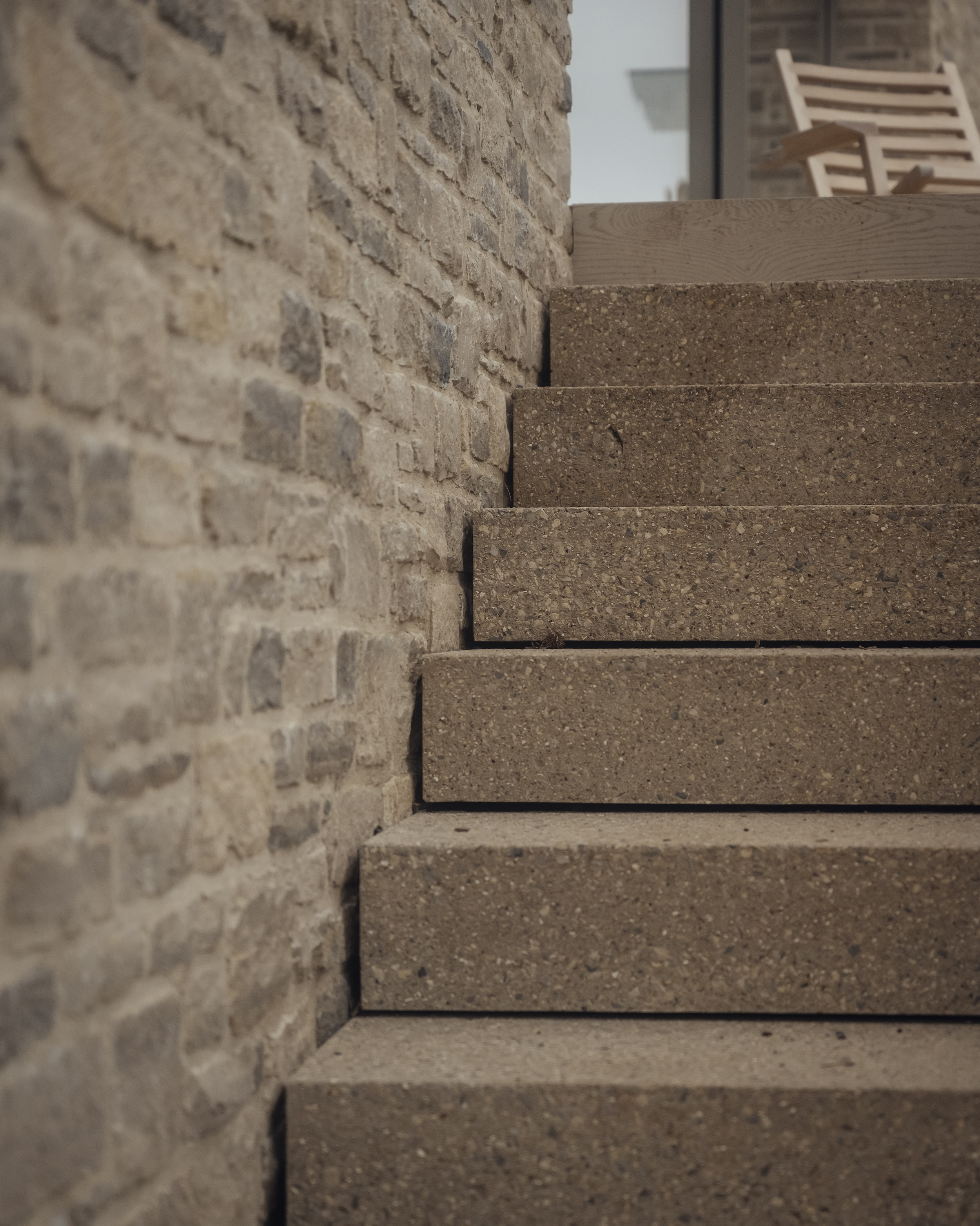 External surfaces are hard-wearing and use local stone