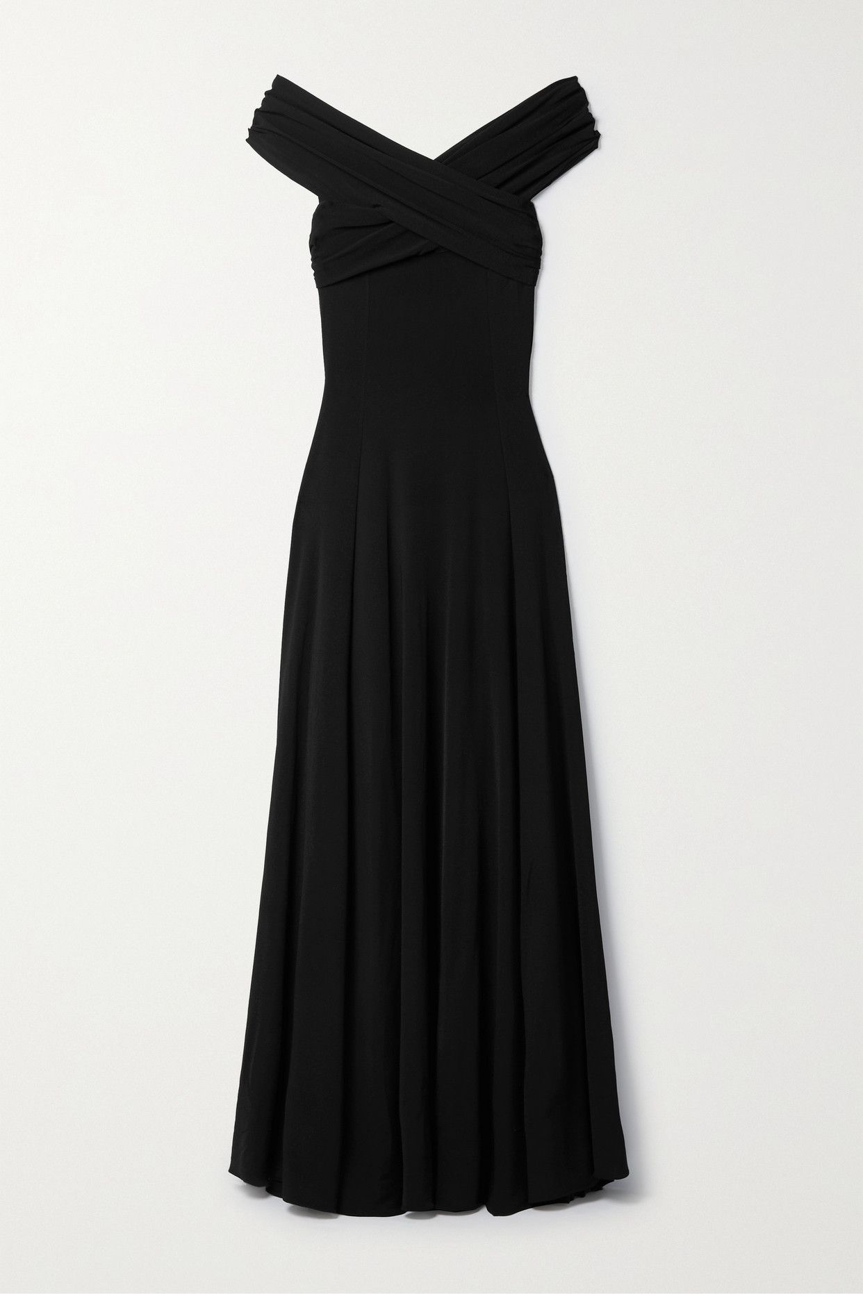 Bruna Off-The-Shoulder Gathered Stretch-Jersey Maxi Dress