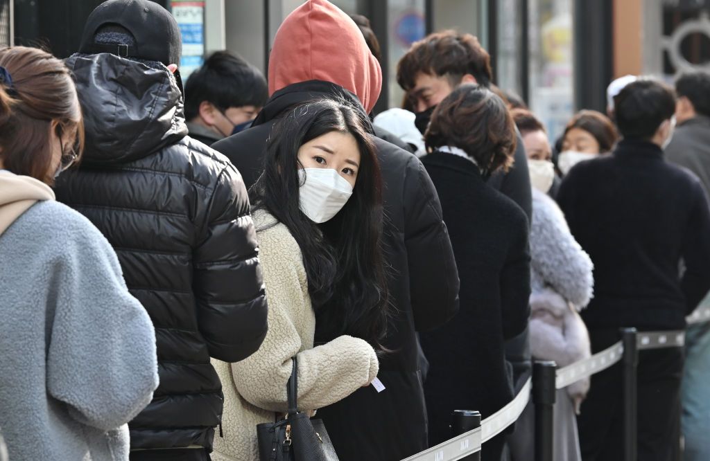 People wear masks in South Korea.