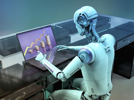 Robot at computer