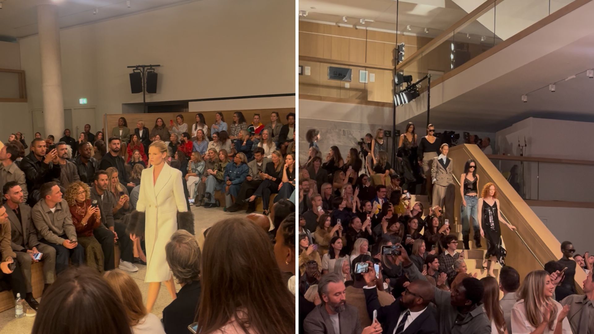 Lara Stone on the runway, and models walking in the M&amp;amp;S catwalk show