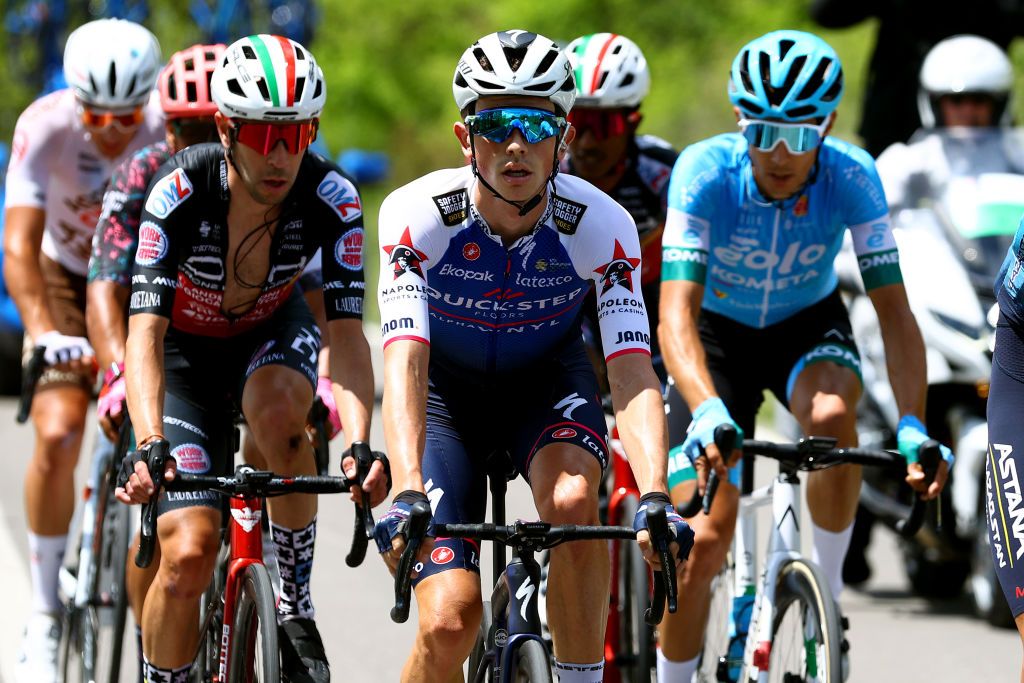 BLOCKHAUS ITALY MAY 15 James Knox of United Kingdom and Team QuickStep Alpha Vinyl competes in the breakaway during the 105th Giro dItalia 2022 Stage 9 a 191km stage from Isernia to Blockhaus 1664m Giro WorldTour on May 15 2022 in Blockhaus Italy Photo by Michael SteeleGetty Images