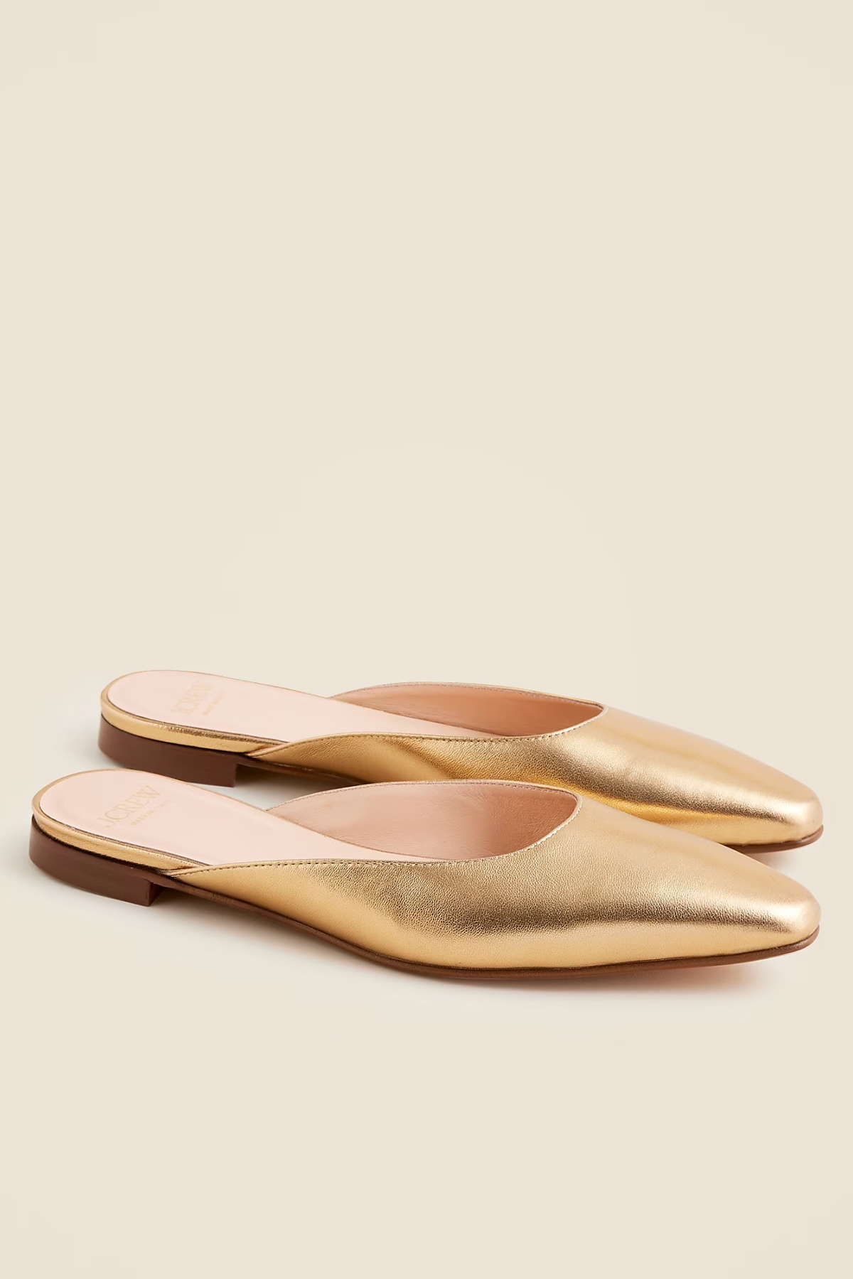 J.Crew Made-In-Italy Mule Flats in Metallic Leather