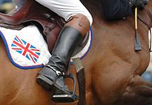 British flag on a showjumpers saddlecloth