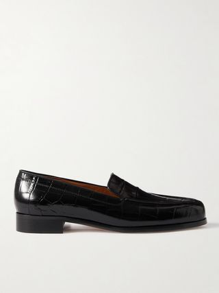 Danielle Croc-Effect Patent-Leather Loafers